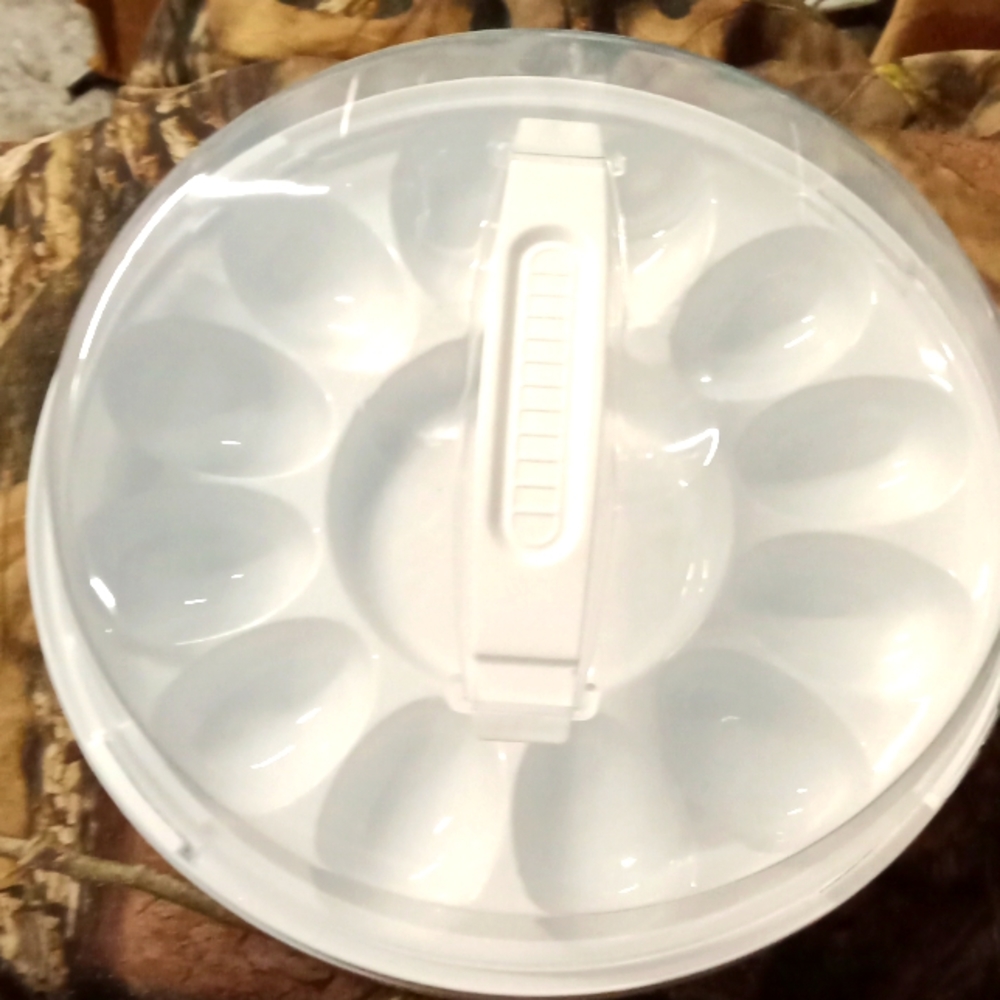 Reusable deviled egg container with lid